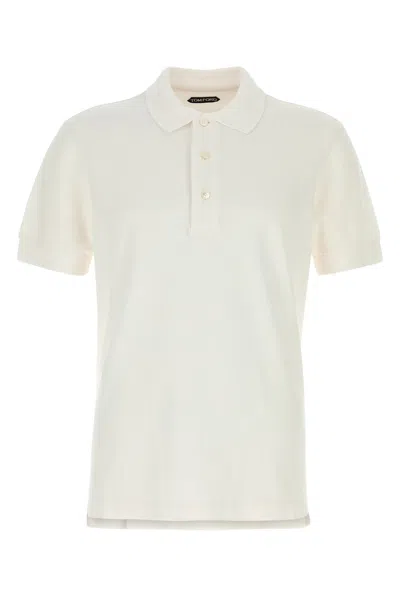 TOM FORD TOM FORD WHITE PIQUET POLO SHIRT