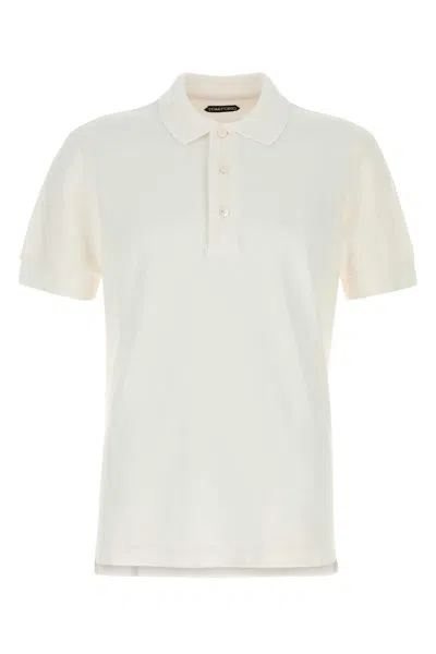 TOM FORD WHITE PIQUET POLO SHIRT