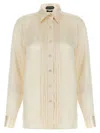 Tom Ford Silk Shirt With Pleated Detail And Pointed Collar In Pink