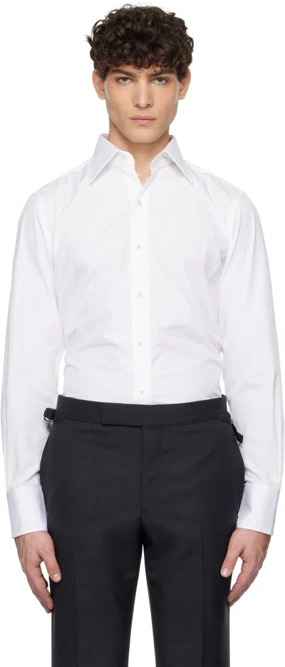 Tom Ford White Poplin Slim Fit Shirt In Optical White