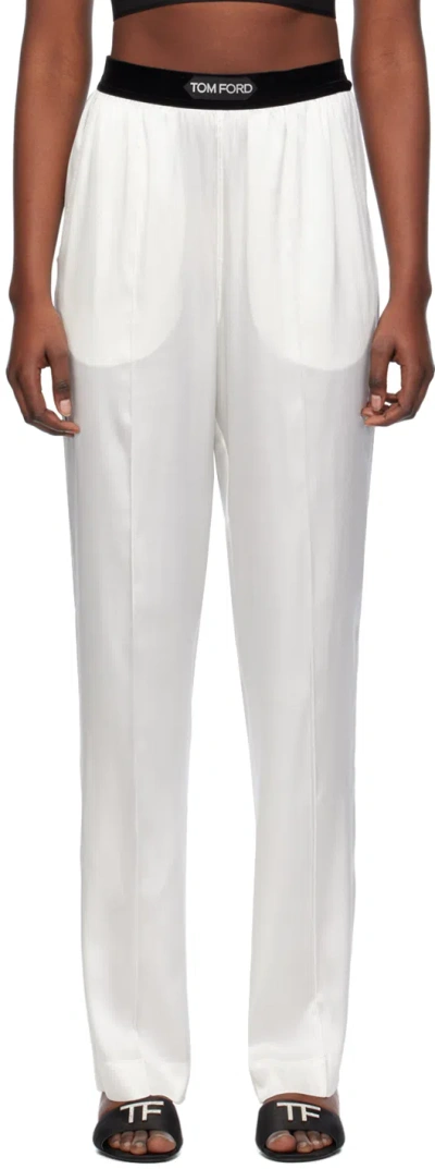 Tom Ford Primrose Liliac Silk Satin Pijama Pants In White