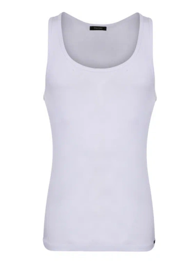 Tom Ford White Ribbed Modal Tank Top In Neutrals