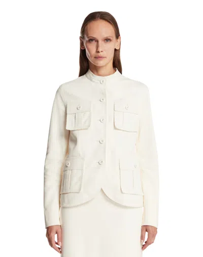 Tom Ford White Short Leather Jacket With Patch Pockets In Neutral
