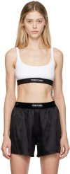 Tom Ford White And Black Bralette With Contrasting Logo Print In Aw002 White