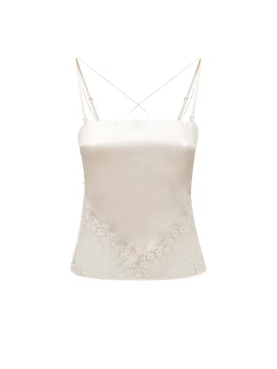 Tom Ford White Silk Tank With Pizzo