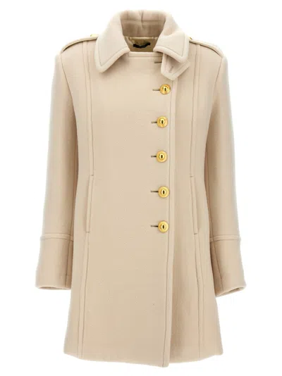 TOM FORD WHITE SINGLE-BREASTED WOOL COAT