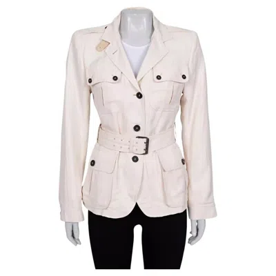 Pre-owned Tom Ford White Single-breasted Jacket With Belt – Size Fr40 / L