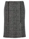 Tom Ford High-waisted Knee-length Fitted Houndstooth Skirt In White/black