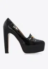 Tom Ford 135mm Whitney Shiny Croc-embossed Leather Platform Pumps In Black