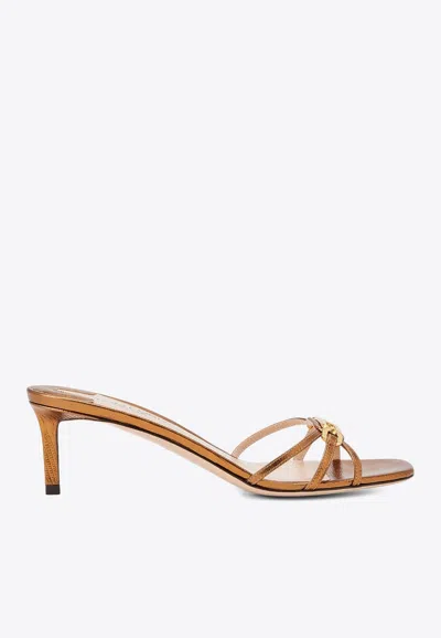 Tom Ford Whitney 55 Laminated Leather Mules In Metallic