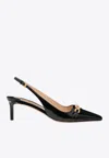Tom Ford Black Slingback Pumps With T Logo Detail In Patent Leather Woman
