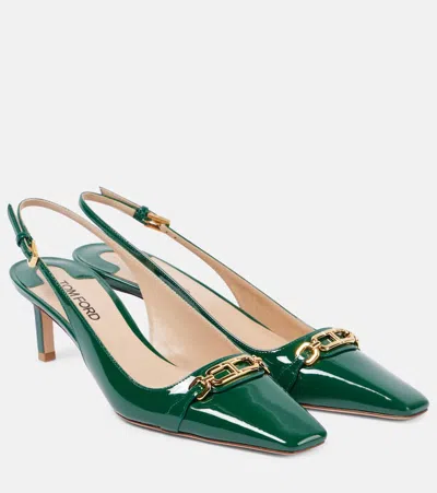 Tom Ford Slingback-pumps Whitney 55 Aus Lackleder In Grün