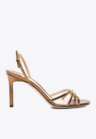 Tom Ford Printed Lizard Whitney 85mm Sandal In Brown