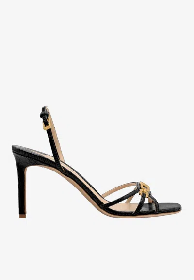 Tom Ford Whitney 85 Lizard-effect Leather Sandals In Black