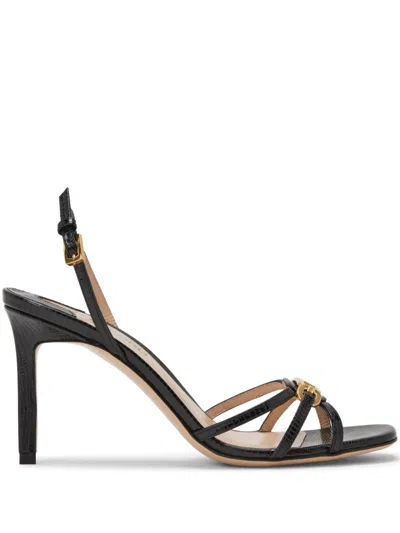 Tom Ford Embellished Leather Sandals In Black