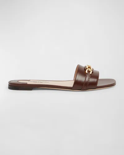 TOM FORD WHITNEY CALFSKIN CHAIN SLIDE SANDALS