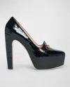 Tom Ford 135mm Whitney Shiny Croc-embossed Leather Platform Pumps In Black