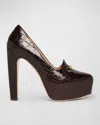 Tom Ford Whitney Croco T-chain Platform Pumps In Espresso