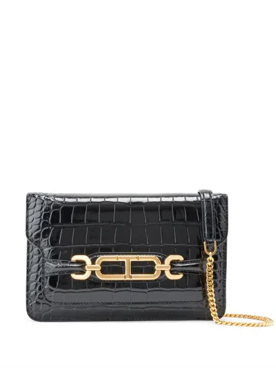 Tom Ford Whitney Crocodile Print Shoulder Bag. In Black
