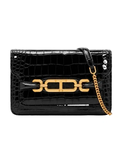 Tom Ford Whitney Crocodile-effect Shoulder Bag In Black
