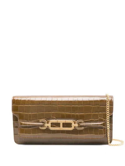 Tom Ford Whitney Crocodile-embossed Clutch Bag In Green