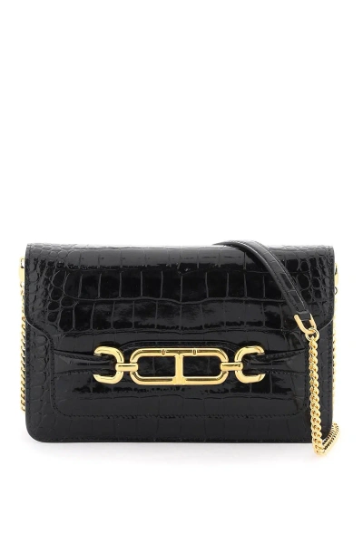 Tom Ford Whitney Crocodile Print Shoulder Bag. In Black