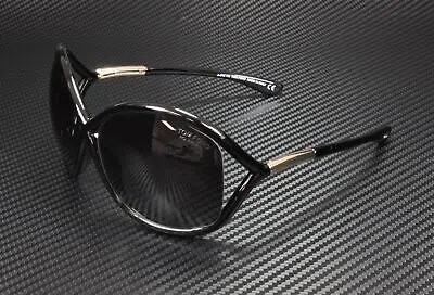 Pre-owned Tom Ford Whitney Ft0009 01d Shiny Black Polarized Grey 64 Mm Women's Sunglasses In Gray