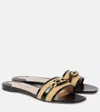 Tom Ford Whitney Leather And Raffia Slides In Neutrals