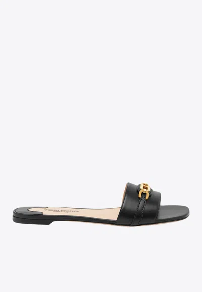 Tom Ford Whitney Leather Slides In Black