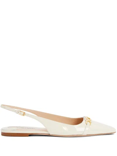 Tom Ford 5mm Whitney Patent Leather Slingbacks In White