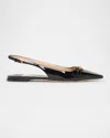 Tom Ford 5mm Patent Leather Slingbacks In Black