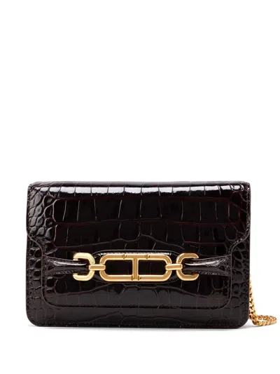 Tom Ford Whitney Shoulder Bag With Crocodile Effect In Brown