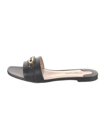 Pre-owned Tom Ford Whitney Signature Logo Slides In Black