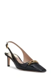 Tom Ford Black Slingback Pumps With T Logo Detail In Patent Leather Woman In Black
