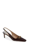 Tom Ford Black Slingback Pumps With T Logo Detail In Patent Leather Woman In Cherry