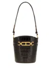 Tom Ford Small Shiny Stamped Croc Bucket Bag