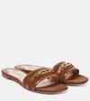Tom Ford 5mm Whitney Soft Leather Flat Slides In Dark Whisky