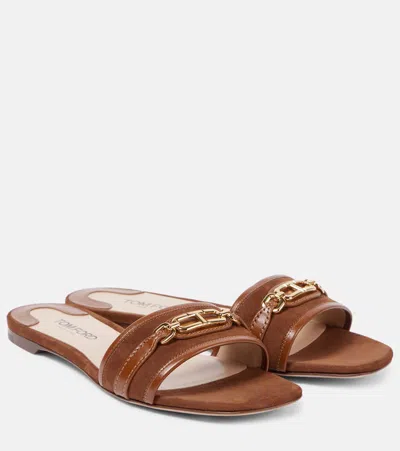 TOM FORD WHITNEY STADIUM T LEATHER SLIDES