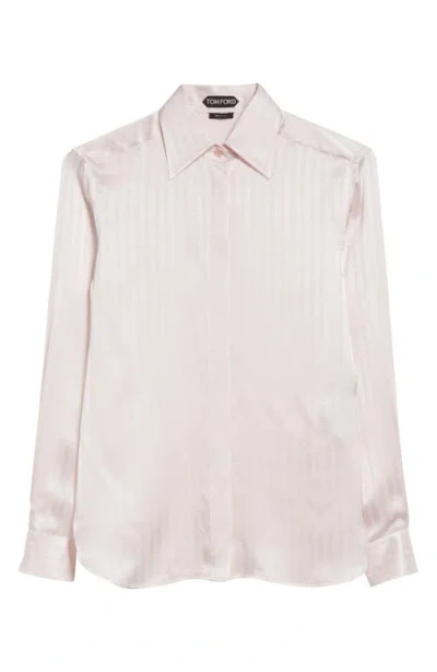 Tom Ford Whitney Stripe Satin Button-up Shirt In Dp068 Fresh Lilac