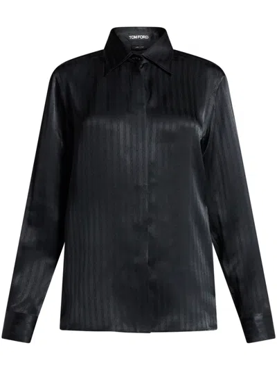 Tom Ford Whitney Striped Shirt In Black