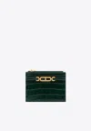 Tom Ford Whitney Zipped Cardholder In Croc Embossed Leather In Green