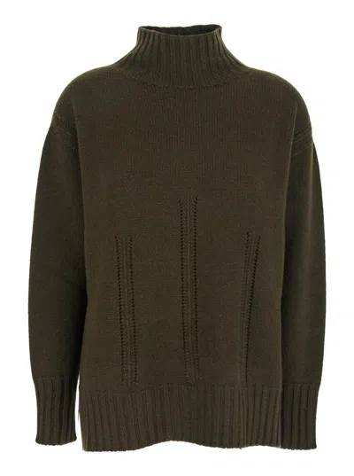 TOM FORD BROWN SWEATER WITH MOCK NECK AND DROPPED SHOULDERS