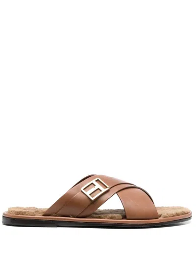 Tom Ford Wicklow Leather Sandals In Brown