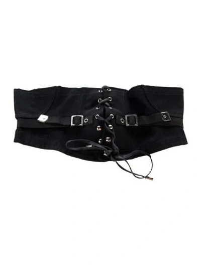 Pre-owned Tom Ford Wide Canvas Waist Belt In Black