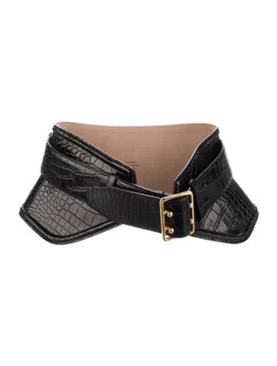 Pre-owned Tom Ford Wide Crocodile Waist Belt
