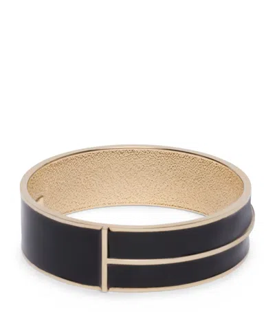 Tom Ford Wide Enamel Bangle In Black