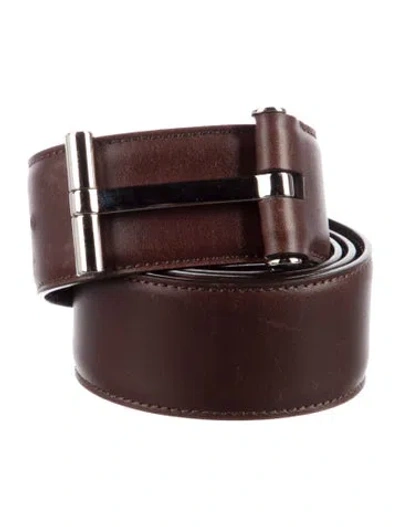 Pre-owned Tom Ford Wide Leather Belt Kit In Brown