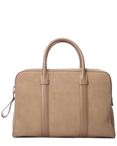 Tom Ford Wide Leather Briefcase In Brown