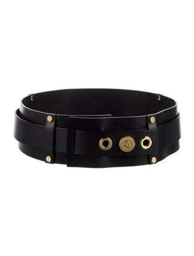Pre-owned Tom Ford Wide Leather Waist Belt In Black