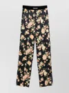 Tom Ford Wide Leg Floral Print Satin Trousers In Black